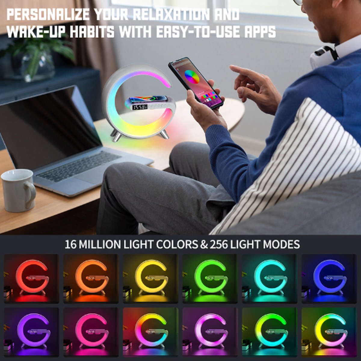 Aestra LED Wake Up Light Lichtwekker en Bluetooth Speaker Wit