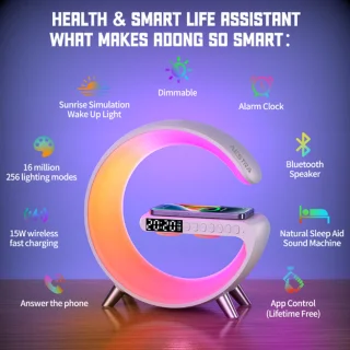 Aestra LED Wake Up Light Lichtwekker en Bluetooth Speaker Wit