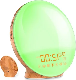 De Daglichtwekker Weklamp Houtlook Geel in één oogopslag