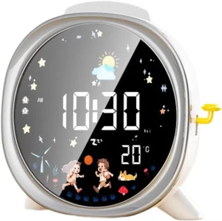 Digitale wekker LCD klok 15 x 15 cm technisch zilver