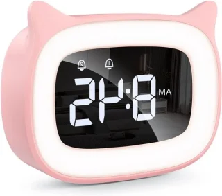 Digitale wekker met nachtlamp - roze