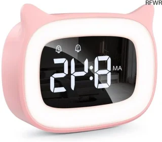 Digitale wekker met nachtlamp - roze