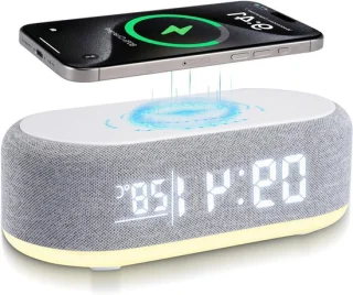 Digitale wekker nachtlamp lader wit