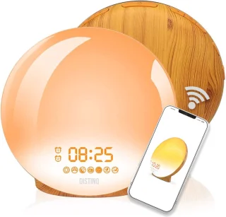 DistinQ Wake-Up Light Wifi Wekkerradio Houtkleurig