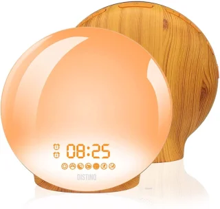 DistinQ Wake-Up Light Wifi Wekkerradio Houtkleurig