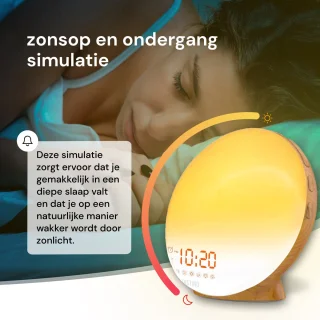 DistinQ Wake-Up Light Wifi Wekkerradio Houtkleurig
