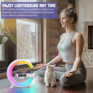 G-Lamp Mini Wake-up Light Wit - Draadloze Oplader en Bluetooth Speaker
