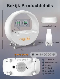 Inga Smart Wake Up Light - Draadloze Oplader & Bluetooth Speaker