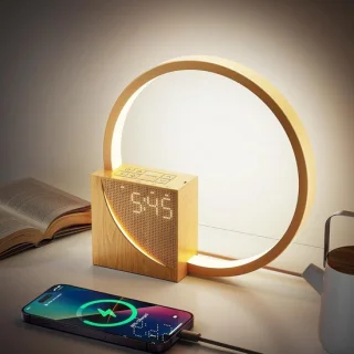 Led-bedlampje met wekker - wit