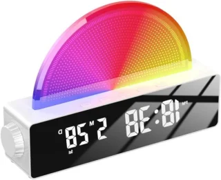 Led spiegelwekker wit