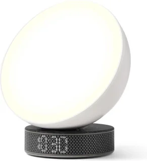 Lexon Miami Sunrise Clock & Light White/Black Marble