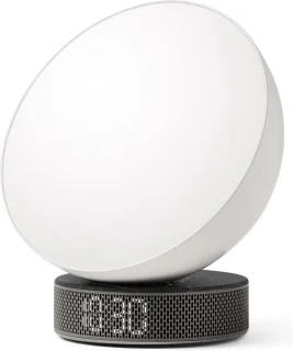 Lexon Miami Sunrise Clock & Light White/Black Marble