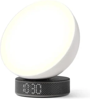 Lexon Miami Sunrise Clock & Light White/Black Marble