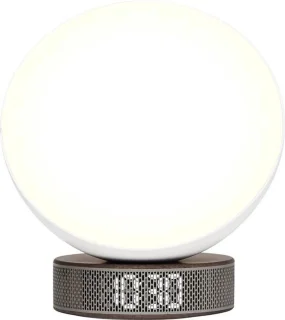 Lexon Miami Sunrise Clock & Light White/Wood
