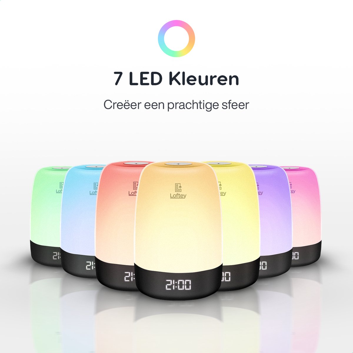 Loftey Wake Up Light digitale wekker wit