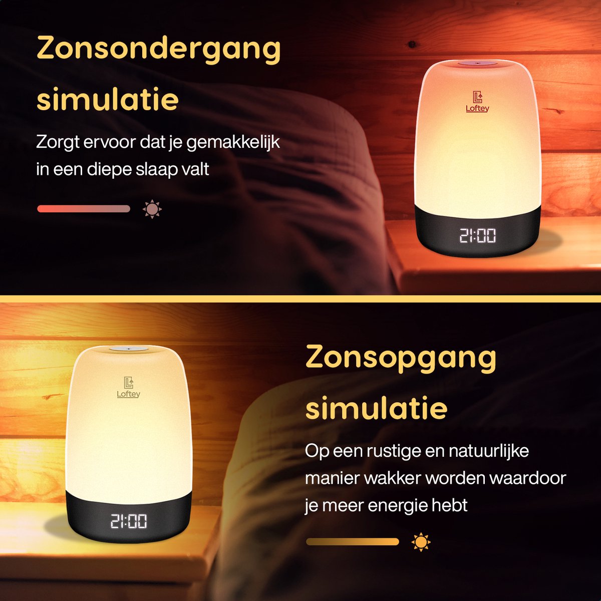 Loftey Wake Up Light digitale wekker wit