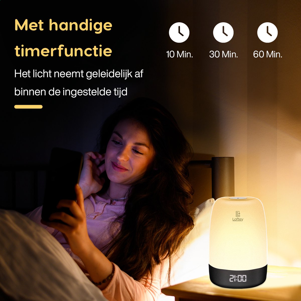 Loftey Wake Up Light digitale wekker wit