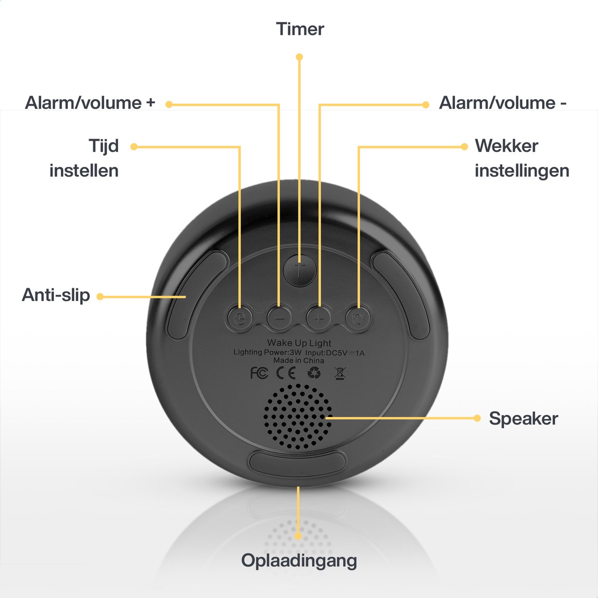 Loftey Wake Up Light digitale wekker wit
