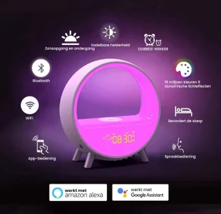LotaHome Wake Up Light Smart LED Wekker Bluetooth Wifi Draadloos Laden