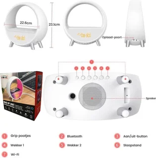 LotaHome Wake Up Light Smart LED Wekker Bluetooth Wifi Draadloos Laden