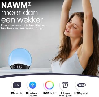 NAWM Premium Wake Up Light Digitale Wekker Bluetooth