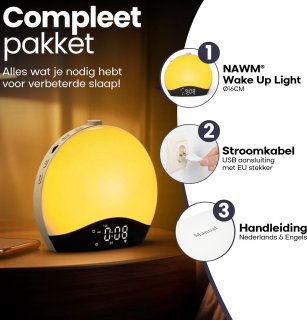 NAWM Premium Wake Up Light Digitale Wekker Bluetooth