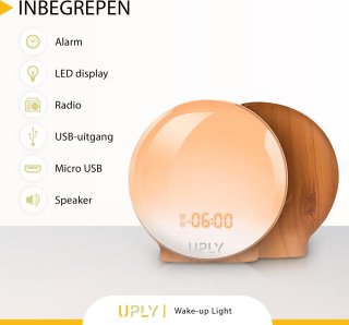 UPLY Wake Up Light Lichtwekker Met USB Oplaadpunt