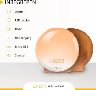 UPLY Wake Up Light Smart Clock met USB Oplaadpunt