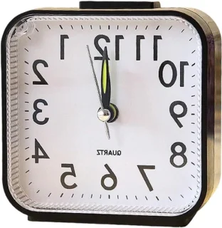 Vierkante wekker met nachtlamp, 9 cm, zwart