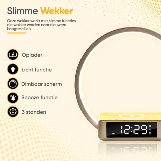 Wake Up Light Digitale Wekker met Draadloze Oplaadfunctie