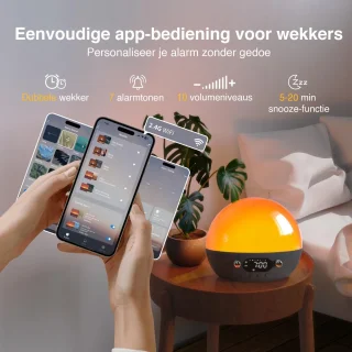 Wake Up Light digitale wekker met USB en app - wit