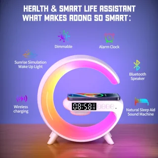 Wake Up Light Draadloze Oplader Digitale Wekker Wit