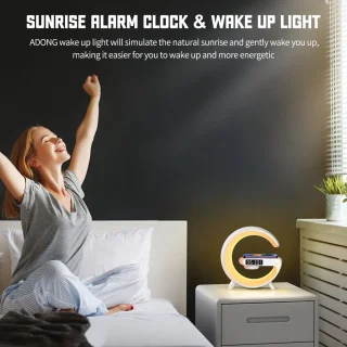Wake Up Light Draadloze Oplader Digitale Wekker Wit
