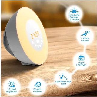 Wake up light FM radio wekker multi kleur