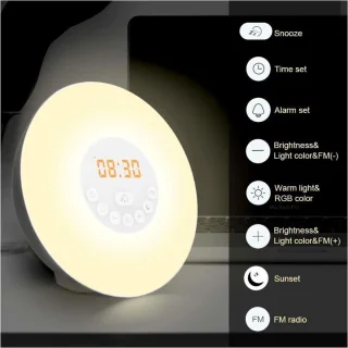Wake up light FM radio wekker multi kleur