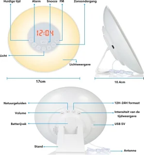 Wake Up Light Kleurrijke Zonsopgangwekker met FM Radio