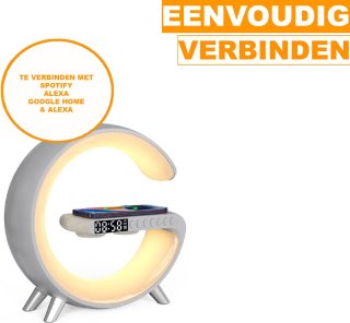 Wake Up Light Wekker Bluetooth Speaker Draadloze Oplader