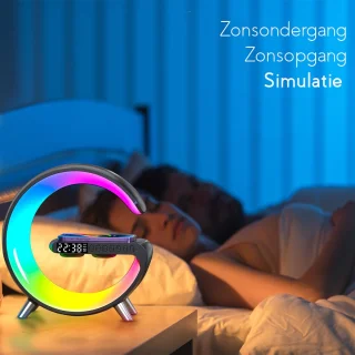 Wake-up Light Wekker Bluetooth Speaker Wireless Charger Zwart
