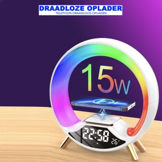 Wake Up Light Wekkeradio met Draadloze Oplader en Bluetooth Speaker