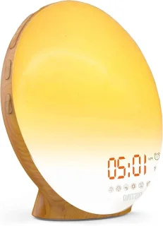 Wake-up light wekkerradio houtkleurig