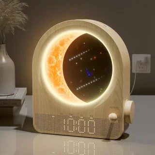 Wekker en 3d maanlamp