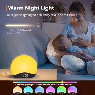 Wekker met licht - digitale klok - 188 x 97 cm - multicolor