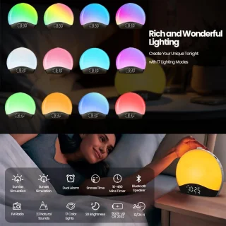 Wekker met licht - digitale klok - 188 x 97 cm - multicolor
