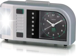 Wekker met licht - flash alarm - zilver zwart