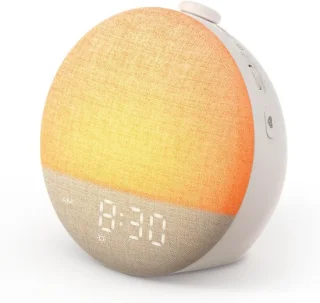 Wekker met zonsopgang - houtkleur