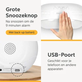 Wekker Wake Up Light Wekkerradio digitaal met USB en dubbel alarm