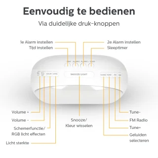 Wekker Wake Up Light Wekkerradio digitaal met USB en dubbel alarm
