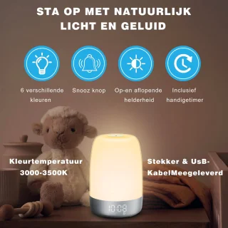 YONO Wake Up Light digitale lichtwekker zilver