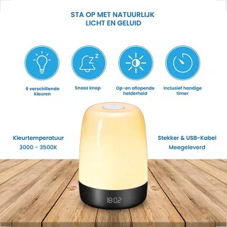 YONO Wake Up Light digitale wekker zwart