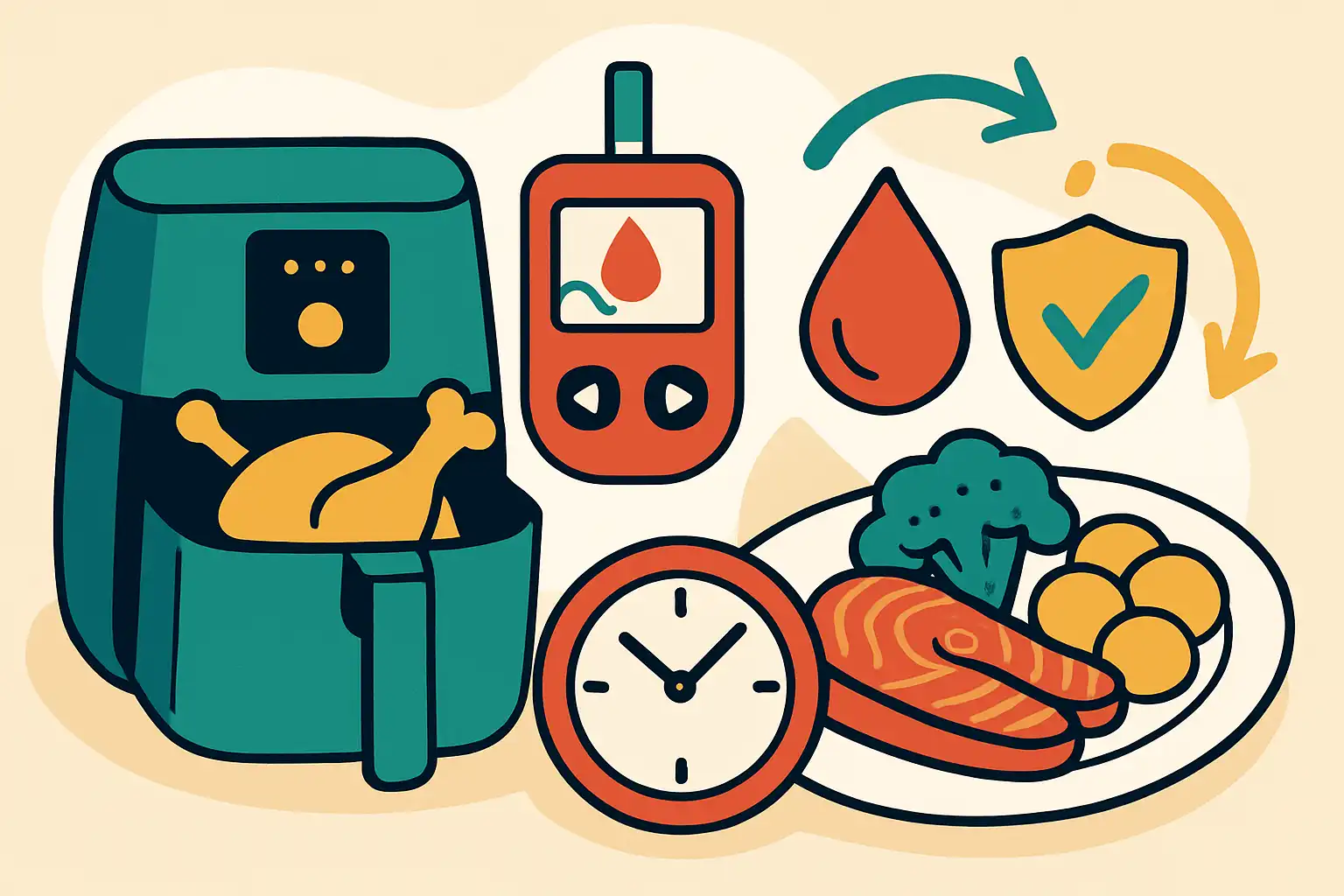 Airfryer en diabetes: slimme maaltijden, porties en timing voor stabiele bloedsuikers